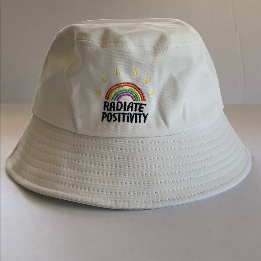 White bucket hat